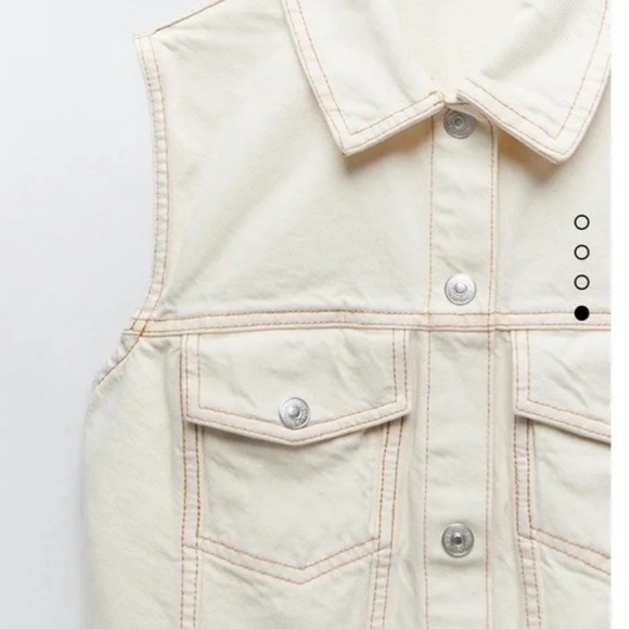 ZARA SLEEVELESS DENIM DRESS VANILLA - Picture 3 of 4